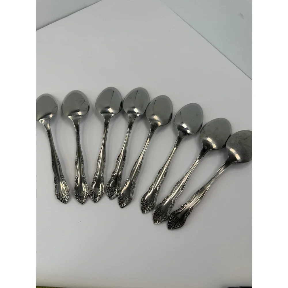 Rogers Dream Rose Soup Spoons Stainless Flatware Korea Set of 8